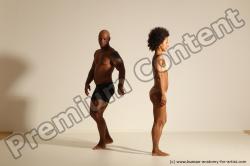 Underwear Gymnastic poses Woman - Man Black Muscular Dancing Dynamic poses Academic